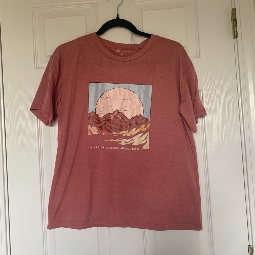 Shein Blush Pink Graphic Tee Shirt Size Medium
